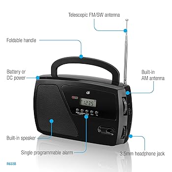 Amazon.com: GPX R633B Portable Shortwave AM/FM Clock Radio